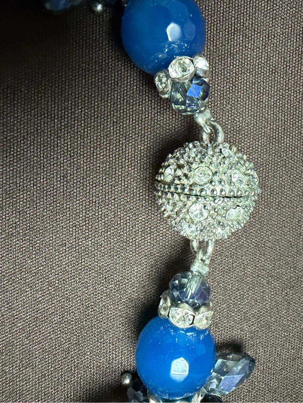 Park Lane Retired Blue Crystal Beaded Statement Necklace Magnetic Closure